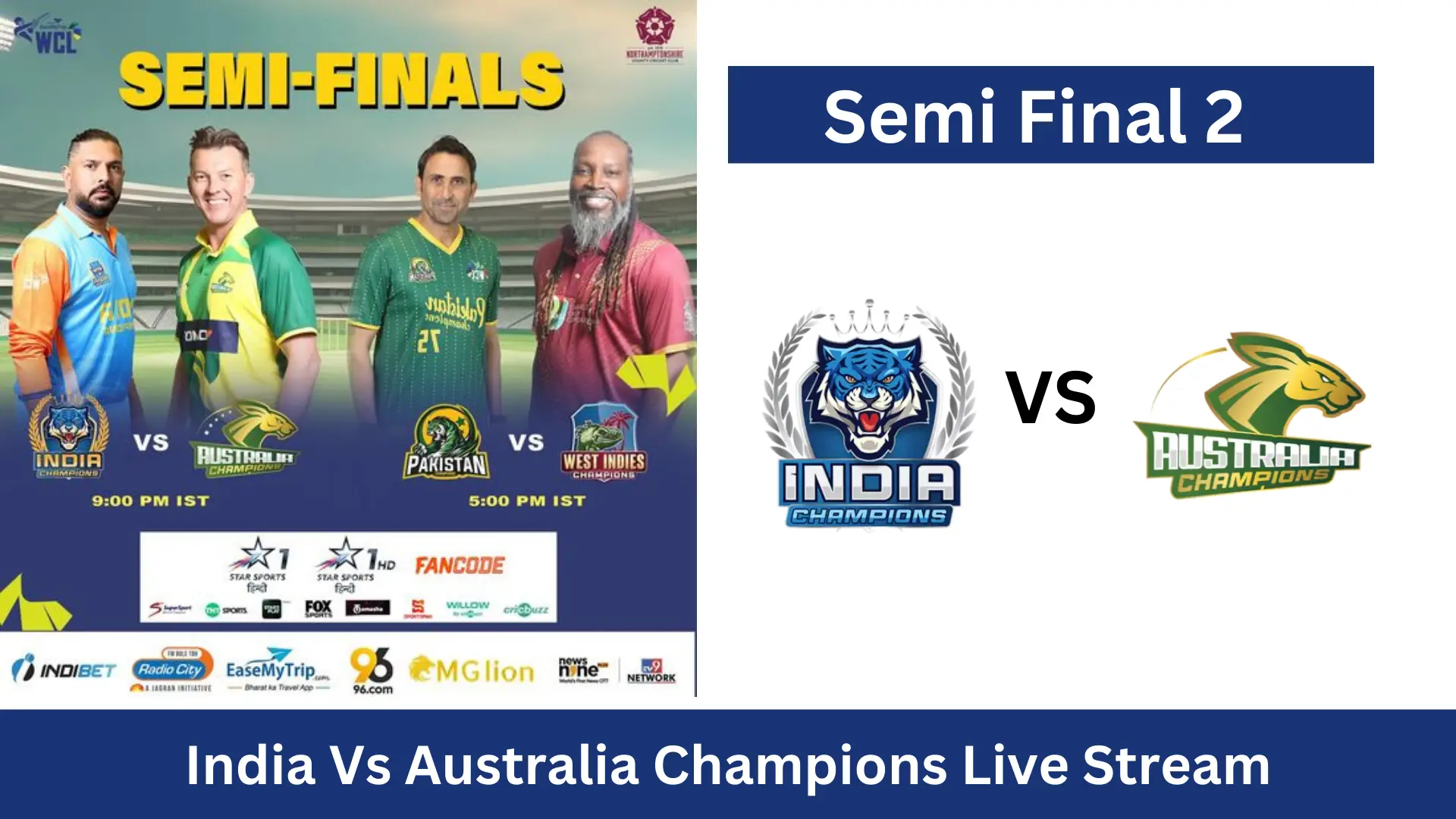 India Vs Australia Champions Live Stream